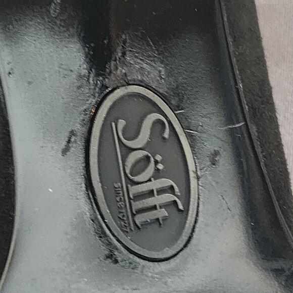 Sofft Black Suede and Patent Leather 3" Peep Toe Bow Detail Dress Pump Size 6.5M - Picture 15 of 16